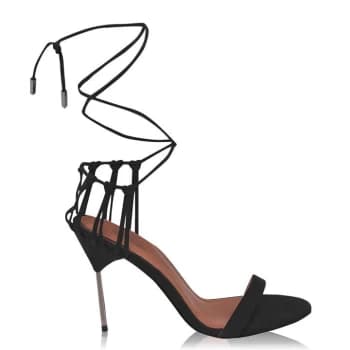 Reiss Zhane Satin Strap Heeled Sandals - Black