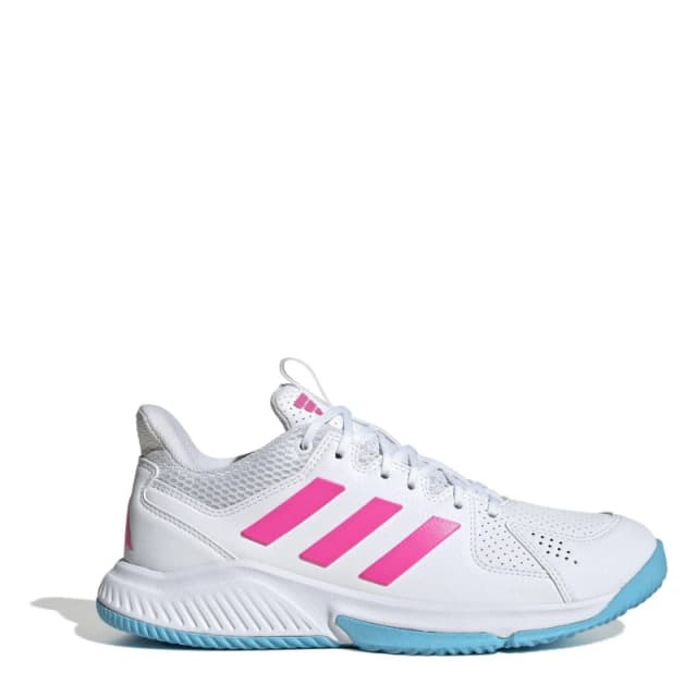adidas Court Flight Indoor Shoes Womens White/Pink female 10 (44.7)