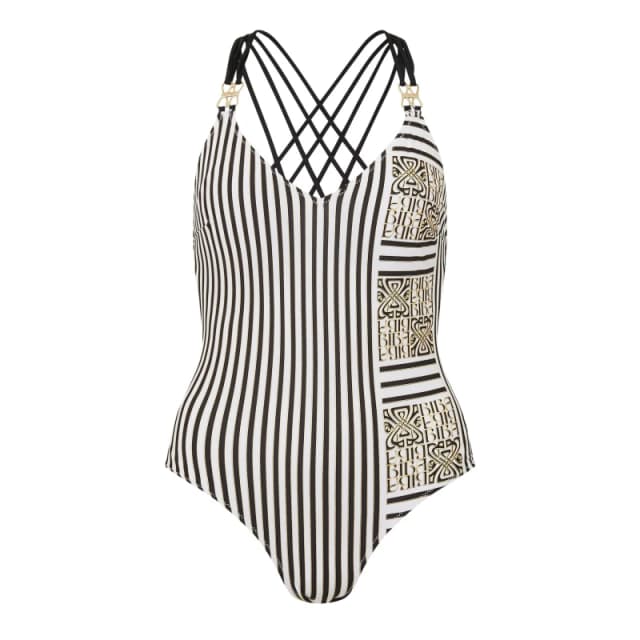 Biba Womens Kayla Plunge Swimsuit Logo Stripe female 8 (XS)