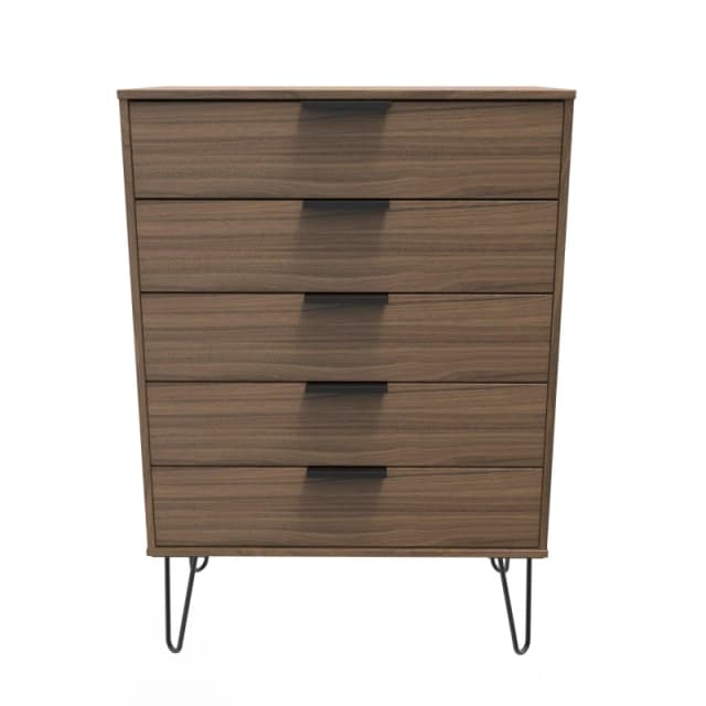 Fuji 5 Drawer Chest In Carini Walnut (Ready Assembled)