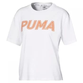 Puma MS Logo T Shirt Ladies - White