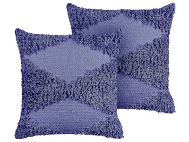 Beliani Set Of 2 Decorative Cushions Rhoeo Cotton 45 X 45cm Violet