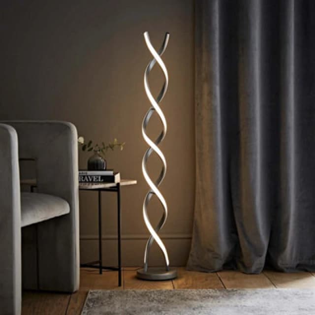 ValueLights ValueLights Infinity Matte Double Twist Integrated LED Floor Lamp in Grey Grey One Size Unisex 5016529273851