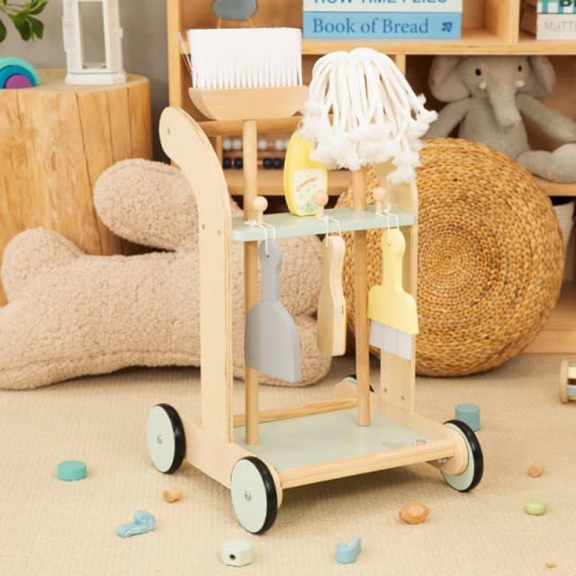 Tooky Toy Wooden Cleaning Trolley Natural unisex One Size