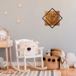 Heart 2 Walnut Black Decorative Wooden Wall Accessory