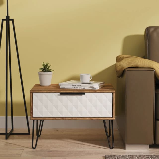 Ready Assembled 2 U Islay 1 Drawer Wide Side Table (Ready Assembled) in White White Unisex