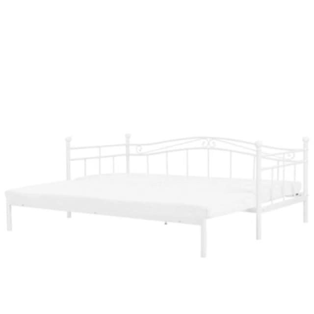 Beliani Trundle Bed Metal Tulle 80 X 200 Cm (Eu Small Single) White