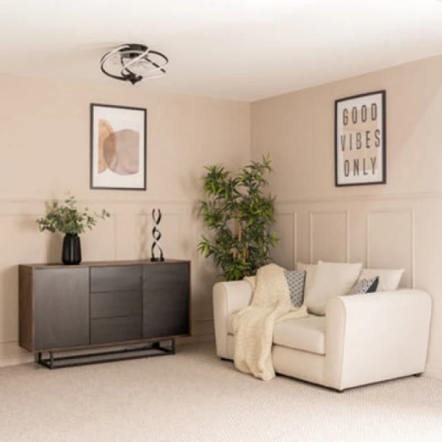 ValueLights Integrated LED Ceiling Fan with Remote Control, Clear Blades, Timer and 3 Speed Functions Black