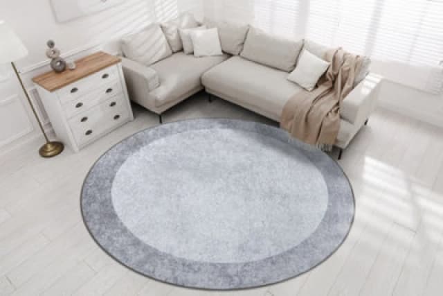 RugsX Miro 51648.802 Circle Washing Carpet Marble Anti Slip - Light Grey Circle 80 Cm