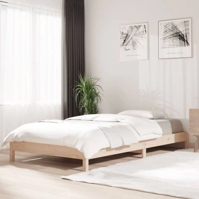 vidaXL Stack Bed 100x200cm Solid Wood Pine, Brown 820387