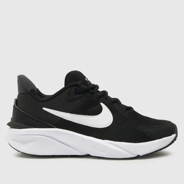 Nike Black & white star runner 4 Youth trainers Black & White UK 3 (EU 35½)