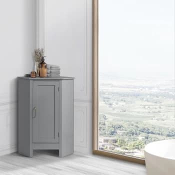 Teamson Home - Wooden Bathroom Furniture Corner Floor Free Standing Cabinet with Adjustable Shelf Grey EHF-F0020 - Grey