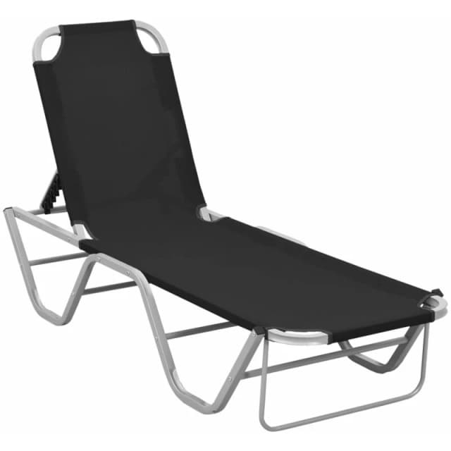VIDAXL Sun Lounger Aluminium and Textilene Black Vidaxl 8720286086780