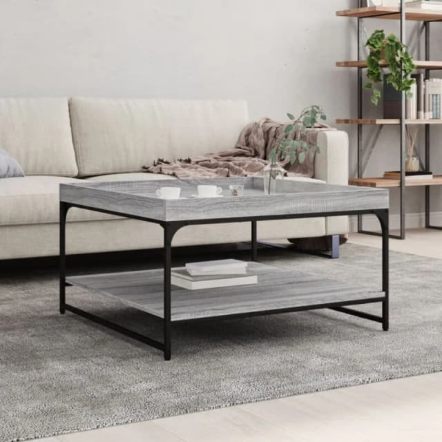 VIDAXL Coffee Table Grey Sonoma 80x80x45cm Engineered Wood and Iron Vidaxl 8720845941154