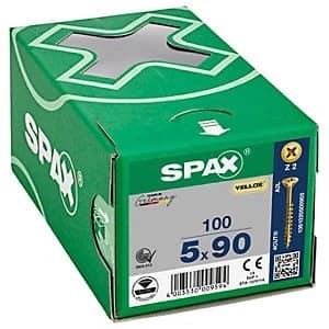 Spax Pz Countersunk Yellox Screws - 5x90mm Pack Of 100