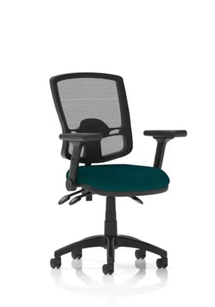 Eclipse Eclipse Plus III Lever Task Operator Chair Deluxe Mesh Back With Bespoke Colour Seat In Maringa Teal with Height Adjustable and Folding Arms