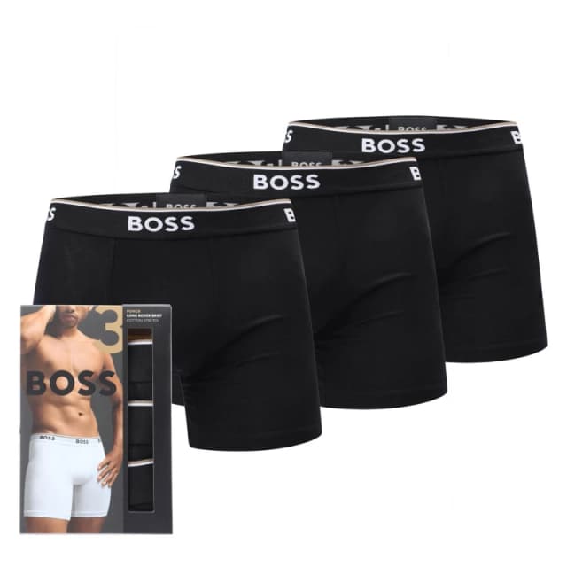 Boss 3 Pack of Long Stretch Cotton Boxer Briefs Black male XS