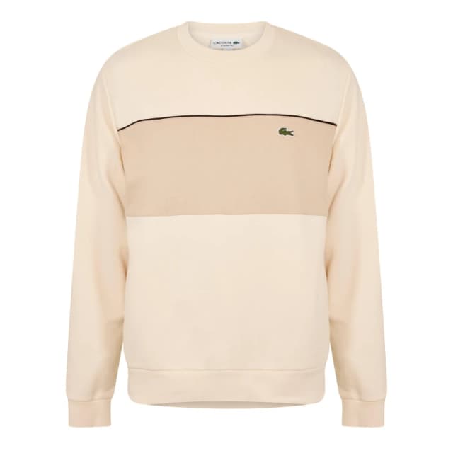 Lacoste Mens Black Crew Sweatshirt Beige 3RR male S