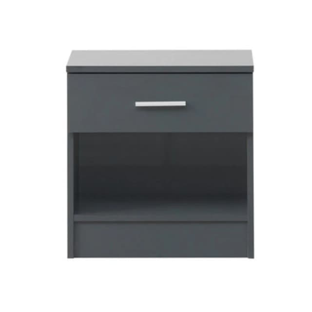 Timber Art Design Bedside Cabinet Bedroom Furniture Nightstand Table 1 Drawer Dark Grey