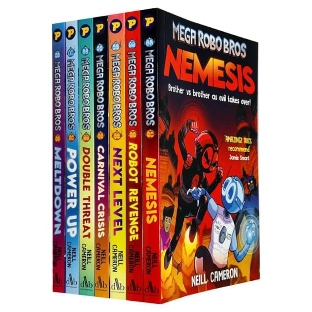 Mega Robo Bros Series Volume 1-7 Books Collection Set By Neil Cameron(Meltdown, Power Up, Double Threat, Carnival Crisis, Next Level, Robot Revenge &
