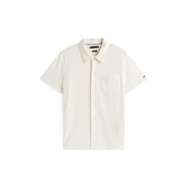 Tommy Hilfiger Mens Short Sleeve Plain Shirt Ivory Petal Z00 male S