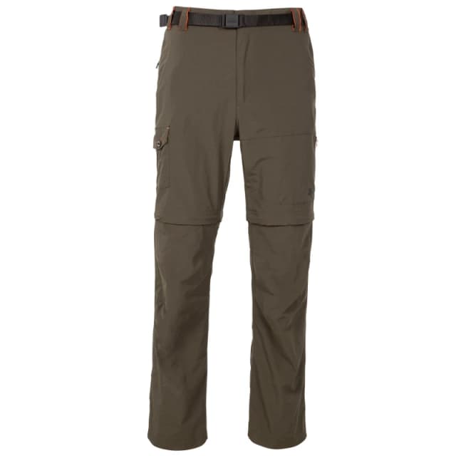 Trespass Mens Rynne Convertible Moisture Wicking Walking Trousers Olive male X Small