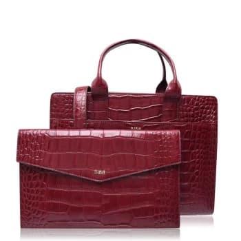Biba Crocodile Handbag - Burgundy