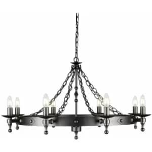 8 Bulb Chandelier Wrought Iron Style Chain Graphite Finish Black LED E14 60W