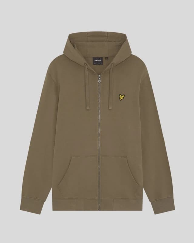Lyle & Scott Mens Loopback Cotton Full Zip Hoodie in Green
