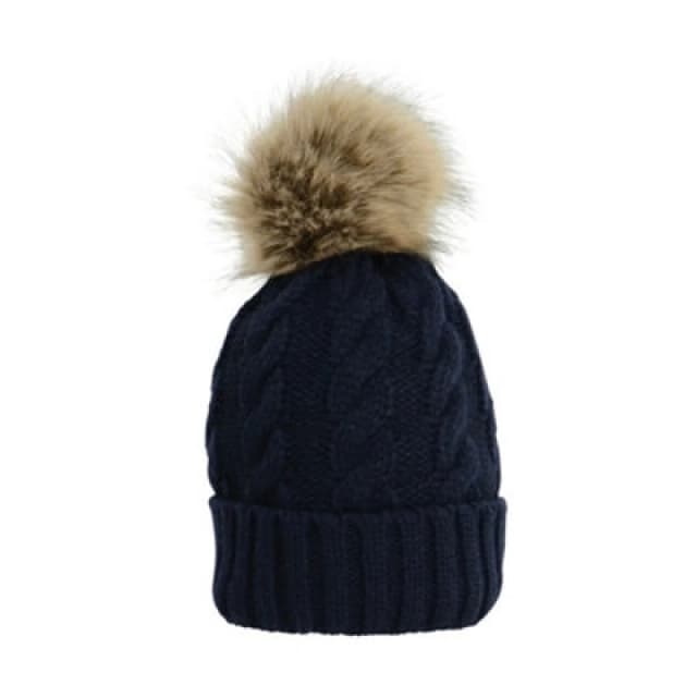 Hyfashion Adults Melrose Cable Knit Bobble Hat Navy (One Size)