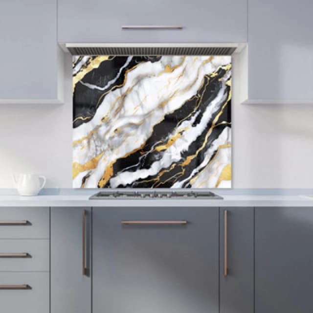 Warren Reed Designer White And Gold Marble Effect Kitchen Splashback