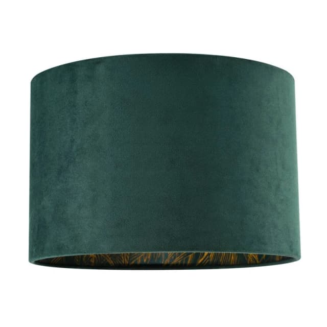 Happy Homewares Forest Green Velvet Lamp Shade with Inner Shiny Gold Palm Tree Design in Dark Green Size: 12" Dark Green Unisex 12"