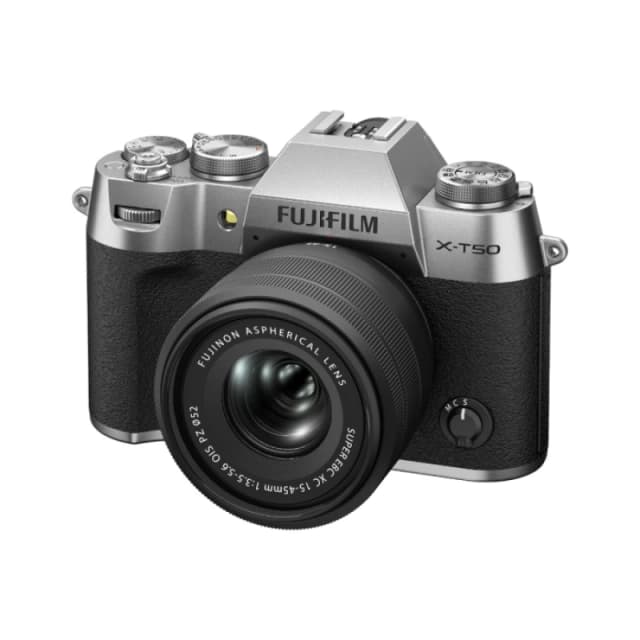 Fujifilm X-T50 Mirrorless Camera in Silver with XC15-45mm F3.5-5.6 OIS PZ Lens