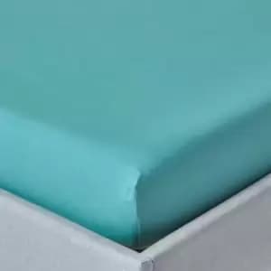 Teal Egyptian Cotton Deep Fitted Sheet 200 Thread Count, Single - Teal - Teal - Homescapes