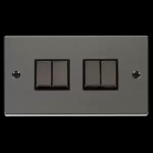 Click Scolmore Deco 10A 4 Gang 2 Way Rocker Switch - VPBN414BK