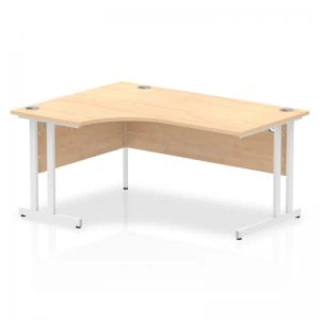 Dynamic Impulse 1600mm Left Crescent Desk Maple Top White Cantilever Leg MI002618