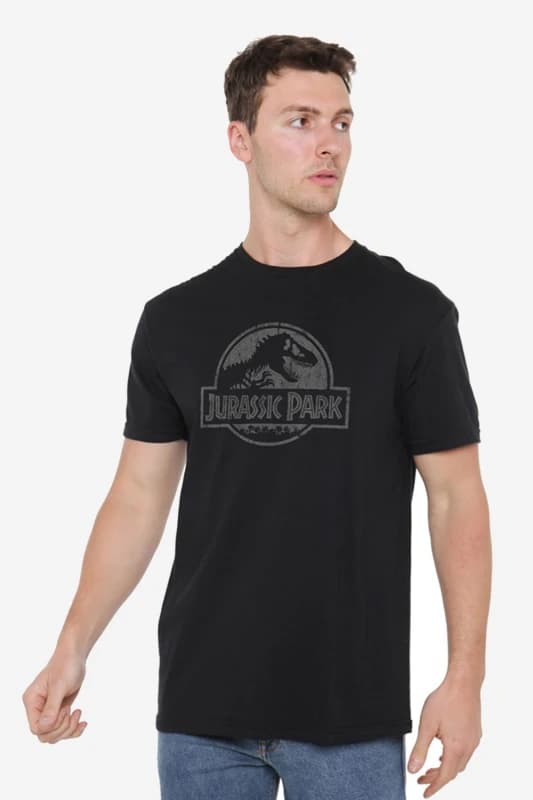 Jurassic Park Jurassic Park Mono Logo Mens T-Shirt Black Black
