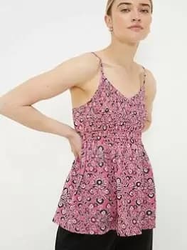 Dorothy Perkins Floral Shirred Cami - Pink, Size 10, Women