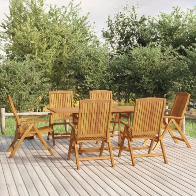 vidaXL 7 Piece Garden Dining Set Solid Wood Teak, Brown 3154921
