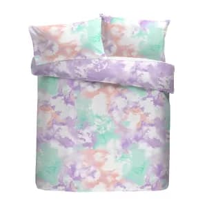 Fusion Tie Dye Multicoloured Reversible Duvet Cover and Pillowcase Set MultiColoured