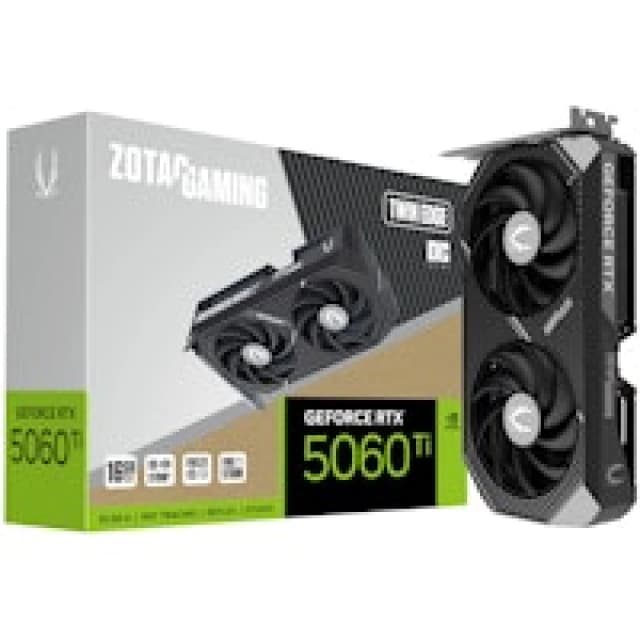 ZOTAC GeForce RTX 5060 Ti 16GB OC GPU - 2602 MHz Boost, DLSS 4, Ray Tracing, 16GB GDDR7 ZT-B50620H-10M
