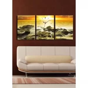 3P3040CS-29 Multicolor Decorative Canvas Wall Clock (3 Pieces)