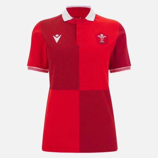 Macron Wales Rugby Home Polo Shirt 2025 Womens Red female 10 (S)