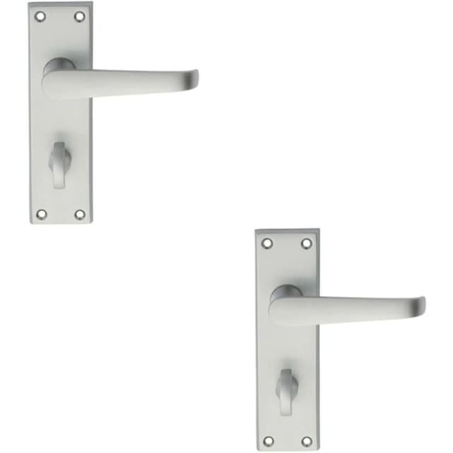 Loops 2x PAIR Straight Victorian Handle on Bathroom Backplate 150 x 43mm Satin Chrome Multi