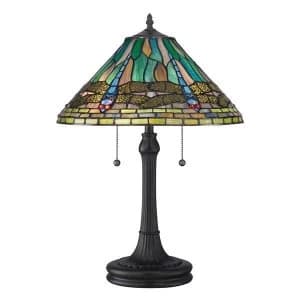 2 Light Tiffany Table Lamp Vintage Bronze, E27
