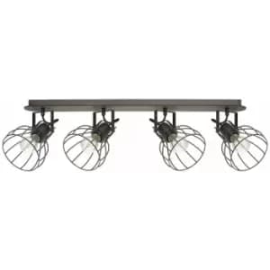 Loops - Flush Ceiling Light Colour Brown Silver Shade Silver Steel Bulb E27 4x40W