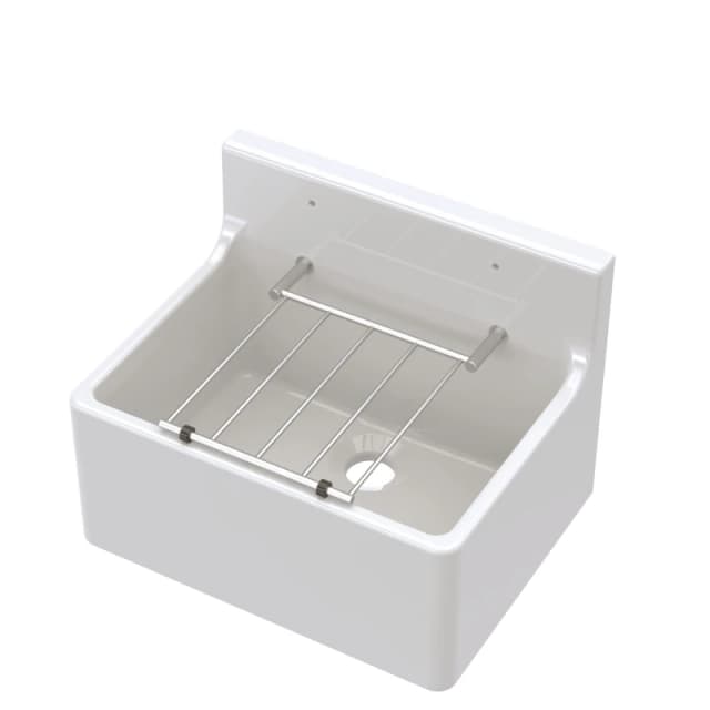 Balterley White Single Bowl Fireclay Cleaner Sink with Grill 515 x 382 x 393mm White
