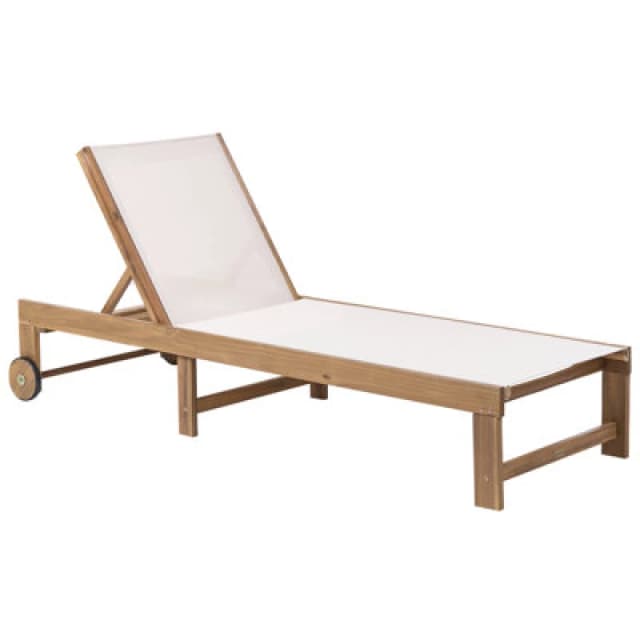 Beliani Sun Lounger Pedesina Acacia Wood Beige
