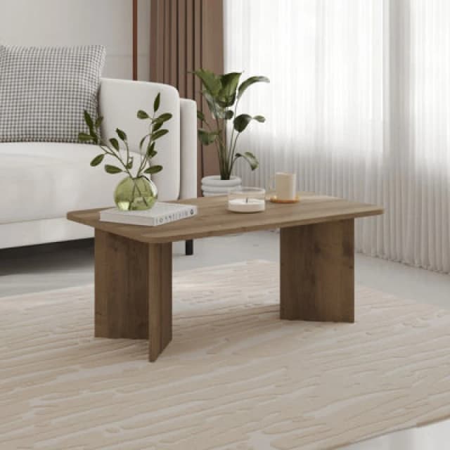 Decortie Modern Radius Coffee Table 100Cm Dark Oak Effect, Brown 8.68363E+12