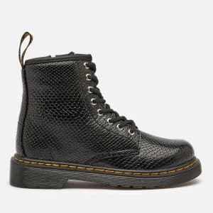 Dr. Martens Kids 1460 Patent Lamper Lace Up Boots - Black Reptile Emboss - UK 11 Kids